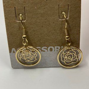 Gold Flower Dangle Earrings